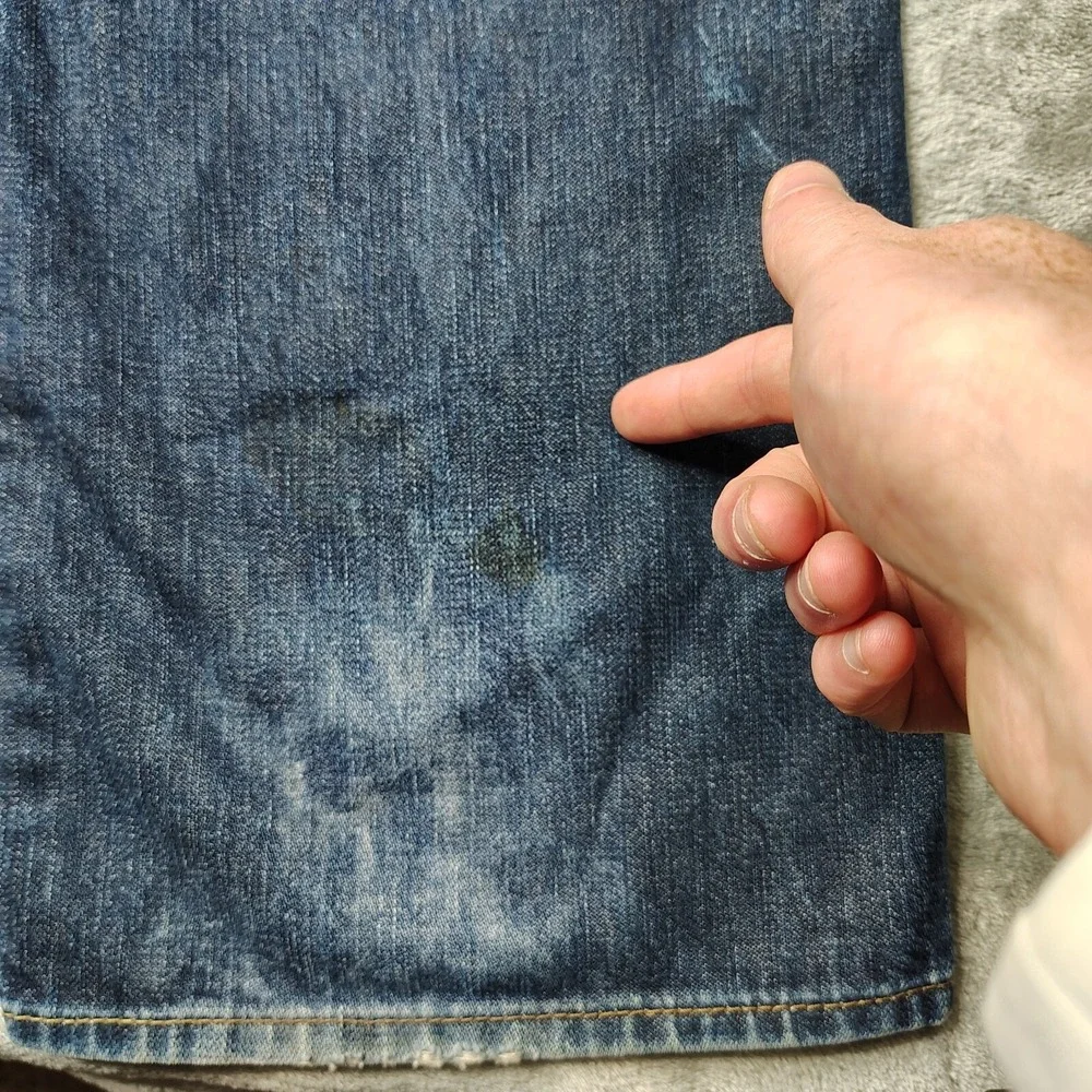 True Religion Bobby Jeans Mens 36x35 Blue Straight Leg Faded Distressed USA Made